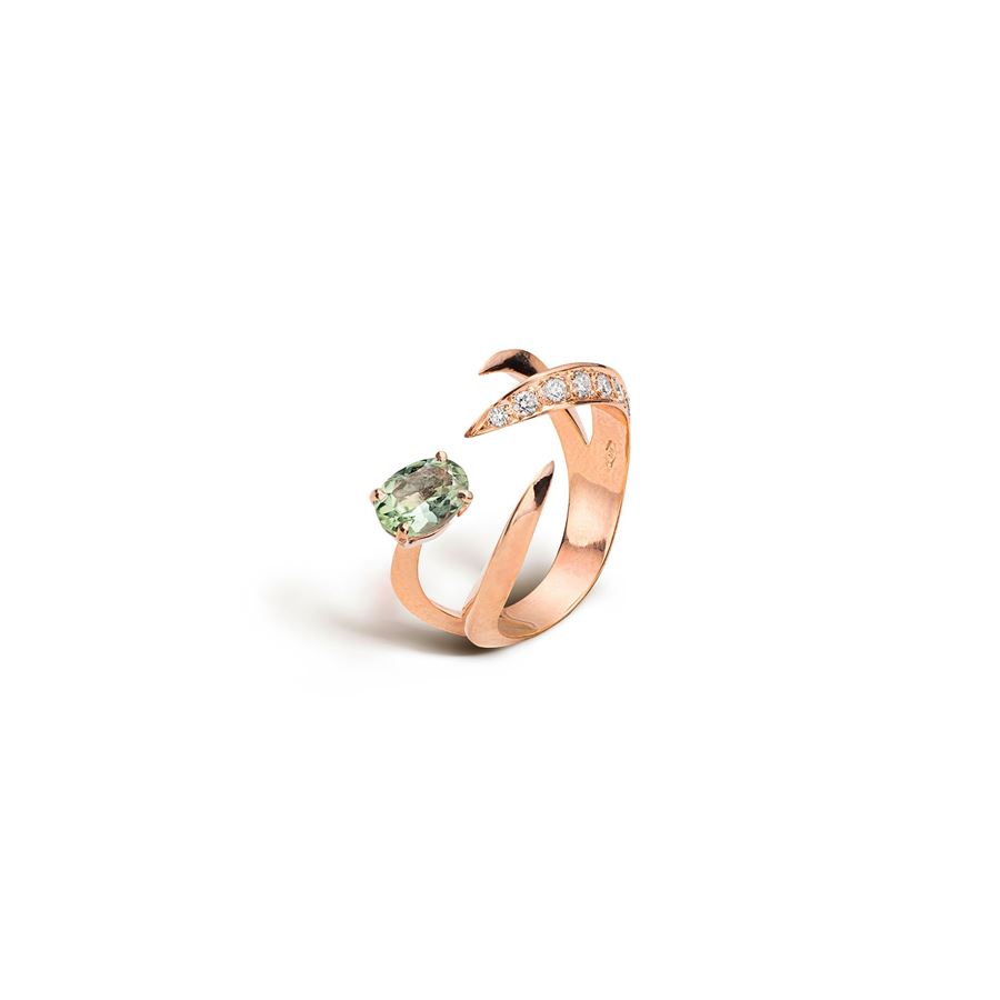 Anello 'Solis' quattro elementi in oro rosa e tormalina SOLIS | AN4 1TORM PVVD CT.0,60 + 0,30